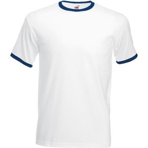 Fruit Of The Loom Heren Ringer T-shirt met korte mouwen (Wit/Marine)