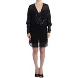 Cavalli Damesjurk in zwart zijde met lange mouwen