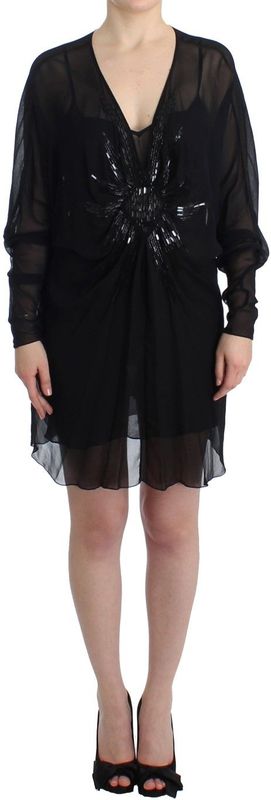 Cavalli Damesjurk in zwart zijde met lange mouwen