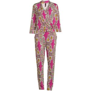 NED Jumpsuit Vemo Met All Over Print Paars/ecru/oker/groen - Maat L