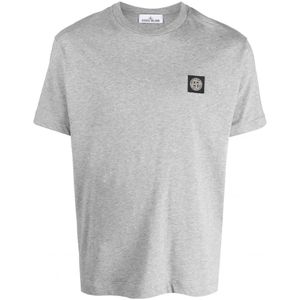Stone Island Katoenen T-shirt Met Kompasapplicatie In Grijs - Maat S