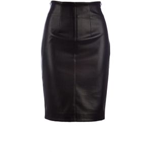 Leren Kokerrok - Winter - Dikke Pleather Stof - Gevoerd - 58 cm