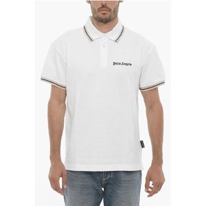 3-knopen piqué katoenen poloshirt in wit