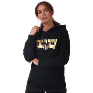 Levi's standaard hoodie met print voor dames, zwart-goud