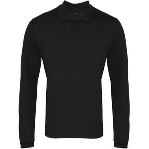Premier Heren Coolchecker Pique Poloshirt met lange mouwen (Zwart)