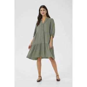 Tuniekjurk - Effen - Linnen - Gevoerde Zoom/Rand - Losse Pasvorm - Driekwart Mouw