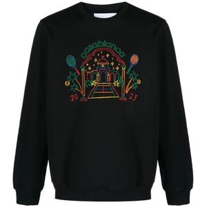Casablanca Rainbow Crayon Temple geborduurd sweatshirt in zwart