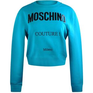 Moschino Uniseks Couture Logo Sweatshirt voor volwassenen (Turkooisblauw)