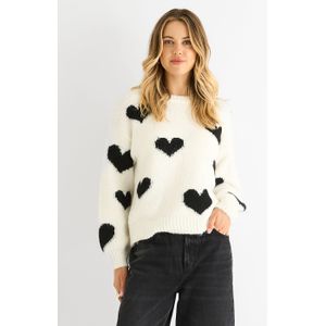 Crème Contrast Hart Oversized Brei Trui