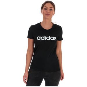 adidas Essentials Linear slimfit T-shirt voor dames, zwart-wit