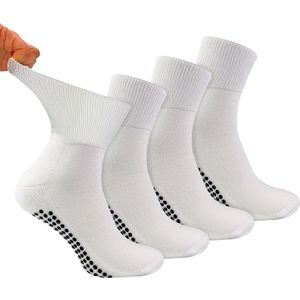 4-Pack Korte Bamboe Diabetessokken met Grips voor Heren en Dames