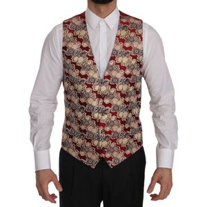Dolce & Gabbana Mannen Rood Goud Jacquard Slim Fit Vest