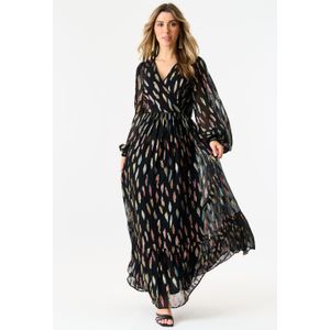 Maxi jurk met metallic print en volledige mouwen