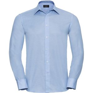 Russell Collection Heren Oxford Getailleerd Formeel Overhemd Met Lange Mouwen (Oxford Blauw)