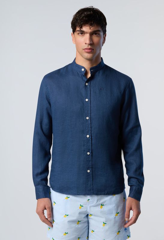 North Sails Overhemd Mandarijn met geborduurd logo