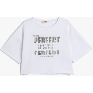 Koton - Shirt - Zilver - Korte Pasvorm - Ronde Hals - Losse Pasvorm