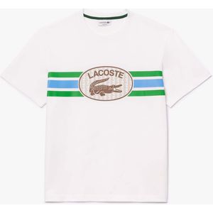 Lacoste - Monogram Print - T-shirt - Wit - Regular Fit - Katoen