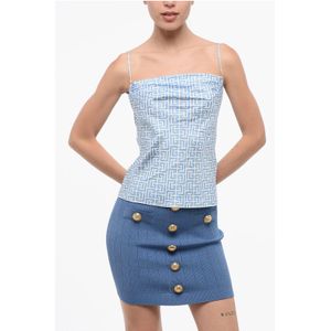 Zijden coltrui met all-over logo in Bianco, Blu