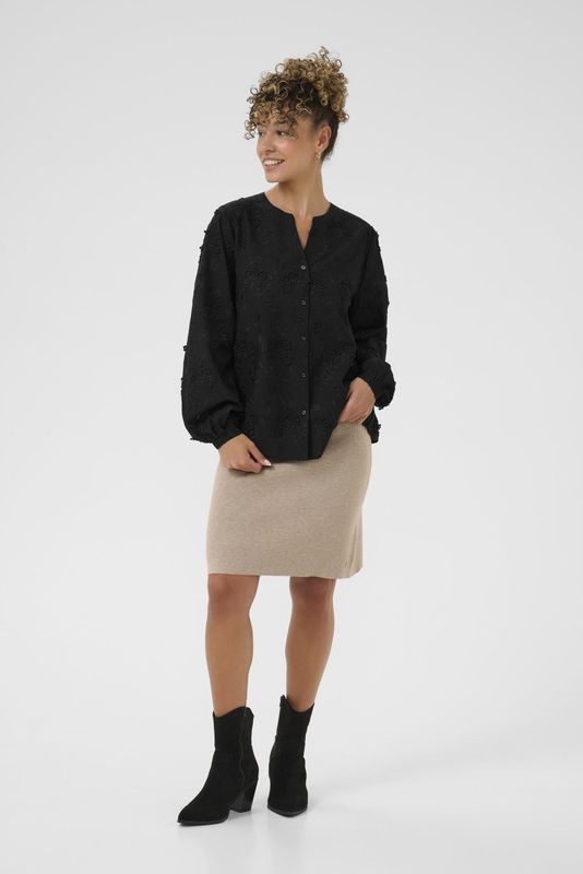 Cream - Hilda - Blouse - Zwart - Klassieke Blouse met Pofmouwen