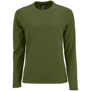 SOLS Dames/dames Keizerlijk T-Shirt met lange mouwen (Donkere Khaki)