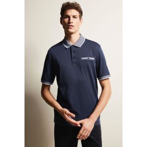 Bugatti - Poloshirt - Marine - Met Contraststrepen - 3-Knoopsmodel