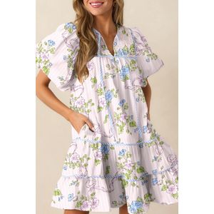 Florale Mini-jurk met Gelaagde Rok
