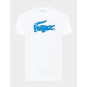 Men's Lacoste 3D Print Crocodile Breathable Jersey T-Shirt In White Royal - Maat XL