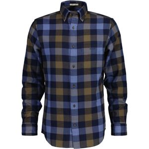 Men's Gant Regular Fit Herringbone Flannel Checked Shirt in Blue