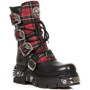 New Rock Tartan lederen gotische laarzen-391T-S1