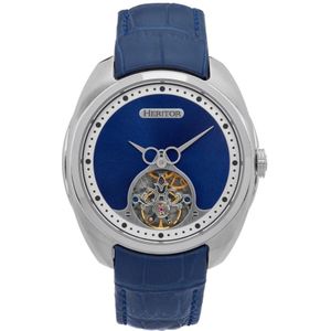 Heritor Automatisch Romeins halfskelet horloge met leren band