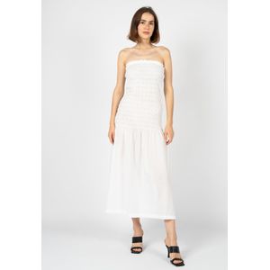 Silvian Heach - Maxi-jurk - Wit - Katoen - Taille met Trekkoord