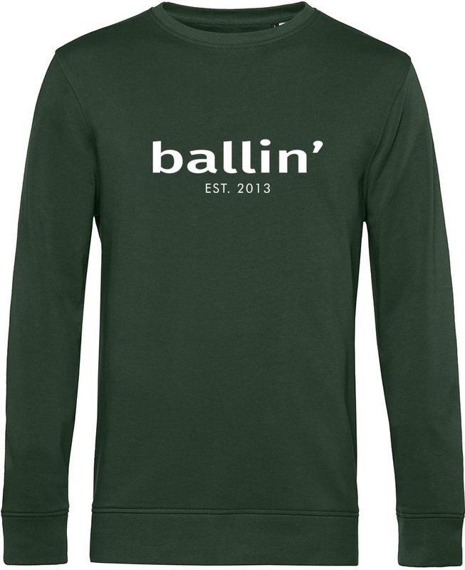 Heren Sweaters met Ballin Est. 2013 Basic Sweater Print - Groen - Maat XS