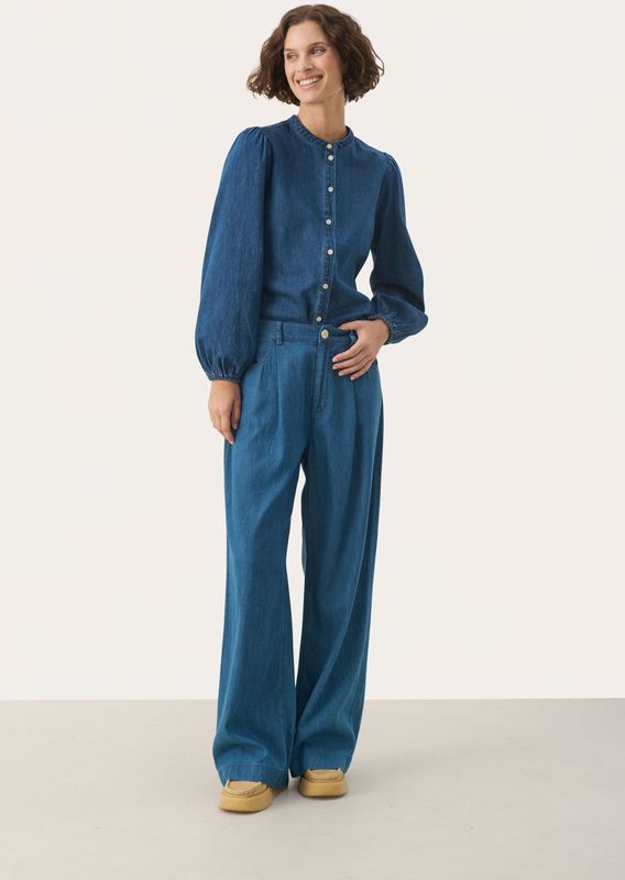 Casual Broek - Medium Blue Denim - 55% Katoen, 45% Lyocell (TENCEL™)