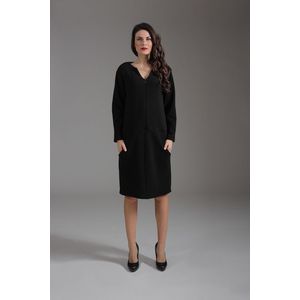 Tricot Jurk - Gebreid - Lange Mouwen - Gevoerd - Verborgen Rits en Zakken