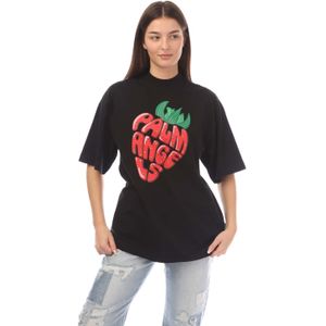 Dames Palm Angels Strawberry Los T-shirt in Zwart-Rood