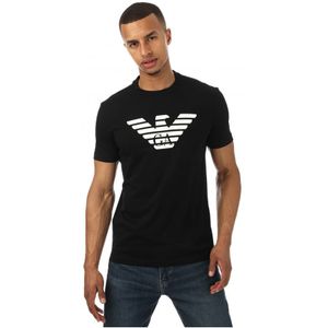 Armani T-shirt van Pima-katoen met logoprint voor heren, zwart