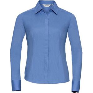 Russell Collection Dames/Dames Poplin Easy-Care Getailleerd overhemd met lange mouwen (Bedrijfsblauw)