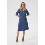 Cream - Denim Crestelle Jurk met Kraag - Blauw - A-lijn