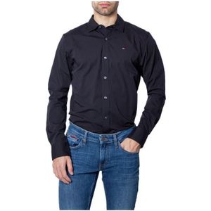 Tommy Jeans Overhemden Slim Fit Stretch Zwart - Maat S