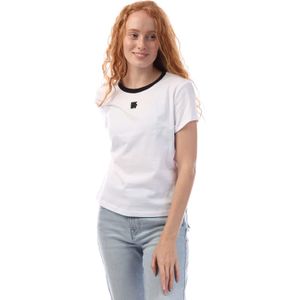 DKNY Dames New York Patch T-Shirt (Wit/Zwart)