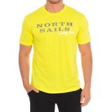 North Sails - T-shirt - Geel - Katoen - Korte Mouwen met Geribbelde Afwerking