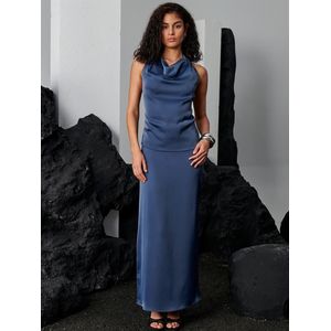 Jupe longue en satin avec taille élastique