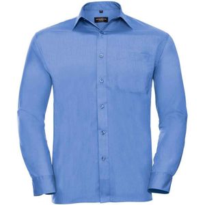 Russell Collection Heren Poplin Easy-Care Formeel Overhemd met Lange Mouwen (Bedrijfsblauw)