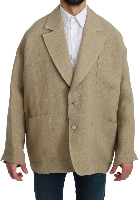 Dolce & Gabbana Beige Jas 100% Jute Blazer Jas