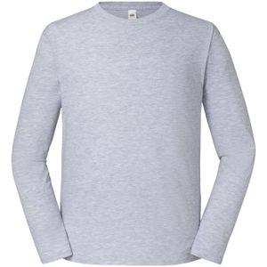 Fruit of the Loom Heren Iconic 195 Premium T-shirt met lange mouwen (Heide Grijs)
