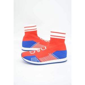 Dolce & Gabbana Heren Blauw Rode Sorrento Logo Sneakers Sokken Schoenen