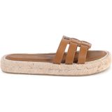 Tommy Hilfiger - Bruine Leren Espadrillesandalen - Dames