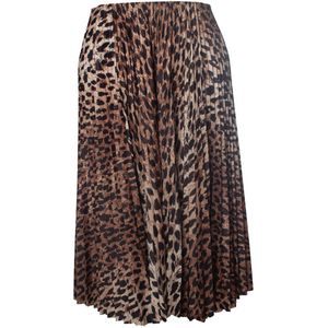 leopardprint zijden geplooide midi rok
