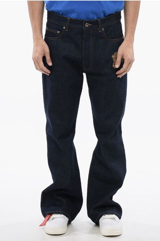 Geborduurde flare-fit 90SLOGO jeans in blauw