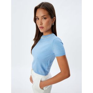 Koton - Trui - Azuur - Slanke Pasvorm - Kwartmouw